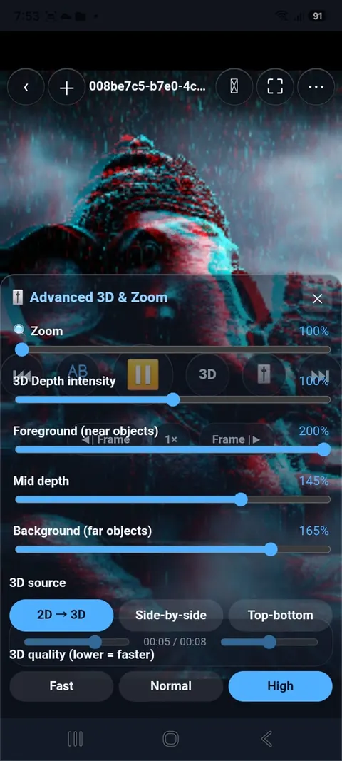 Advanced 3D & Zoom: Foreground / Mid / Background, 3D source, quality