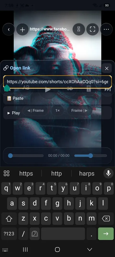 Open link: paste the link and tap Play